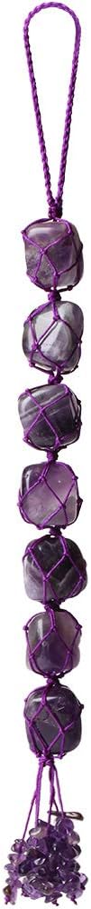Handmade Natural Amethyst Crystal Window Car Hanging Ornaments 7 Chakra Home Decoration Feng Shui Ornament Yoga Meditation Car Decoration Tumbled Palm Stones
