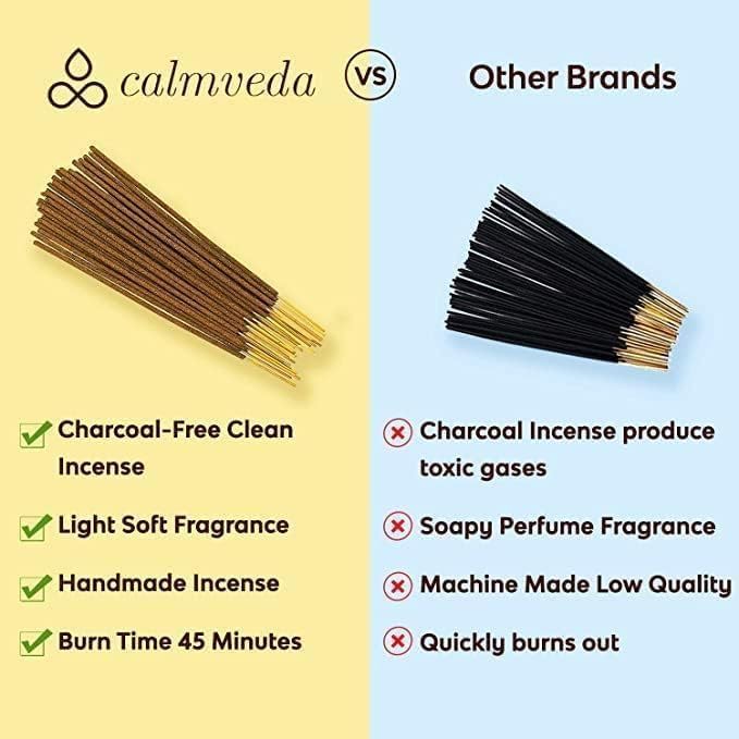 Calmveda Church Frankincense and Myrrh Incense - 80 Sticks, Charcoal Free, Handmade from Upcycled Flowers, Spiritual Healing Incense