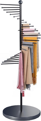 Freestanding Scarf Display Rack, Metal Scarf Racks, Spiral Scarf Holder, Hijab Stand for Clothing Store Commercial Home, Space Saving Shelves (42x170cm/17x67in, Black)