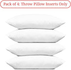 Covers & All Throw Pillow Inserts Only Pack of 4, Durable Soft Rectangle 12 x 20 Inches 65 GSM Non-Woven Fabric with 15D Silicon Fiber Filling, Universal uses for Home Decor Office Indoor Outdoor