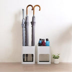 Umbrella Stand, Plastic Umbrella Holder with Removable Drip Tray Rectangular Umbrella Holder Rack for Home Office Entry Hallway, White