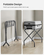 SONGMICS Luggage Rack for Guest Room, Set of 2 Suitcase Stands, Foldable Steel Frame, for Hotel, Bedroom, Holds up to 110 lb, 27.2 x 15 x 20.5 Inches, Slate Gray URLR001G02