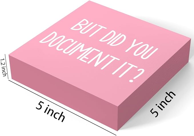 mmiishe But Did You Document It Wooden Box Sign Decorative Funny Office Wood Box Sign Home Office Decor Rustic Farmhouse Square Desk Decor Sign for Shelf Pink