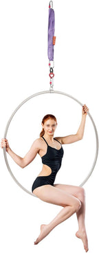 Aerial Lyra Hoop Kit, 95cm/37.4in Single Point Lyra Hoop Set, Aerial Dance Circus Ring Professional Yoga Starter Set Hoop Set for Air Yoga, Air Fitness, Acrobatic Training, Stainless Steel