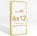 6x12 Aluminum Metal Picture Frame,Tempered Glass Gold Photo Frame 6x12 for Family Photo,Posters,Art,Document to Wall Mount Horizontally or Vertically