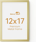 12x17 Aluminum Metal Picture Frame,Tempered Glass Gold Photo Frame 12x17 for Family Photo,Posters,Art,Document to Wall Mount Horizontally or Vertically