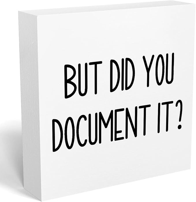 mmiishe The Office Gifts Desk Decor But Did You Document It Wooden Box Sign Funny Office Boss Gifts for Women Coworkers Boss Day Gifts for Him Decorations for Home Office 5 x 5 Inches