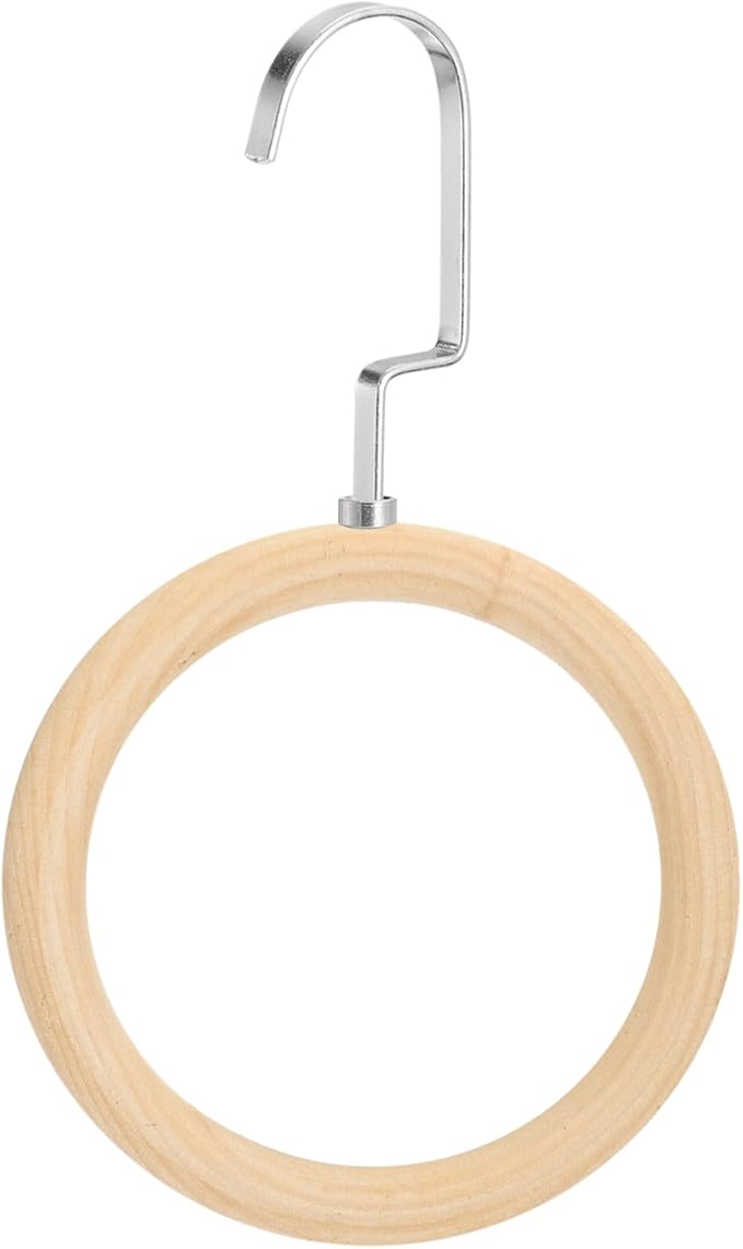 uxcell 4.7 Inch Scarf Ring Hanger, Scarf Organizer Holder Wooden Circles Rings Hanging Hook for Belt Tie Scarf, 10cm Length Hook (Silver)