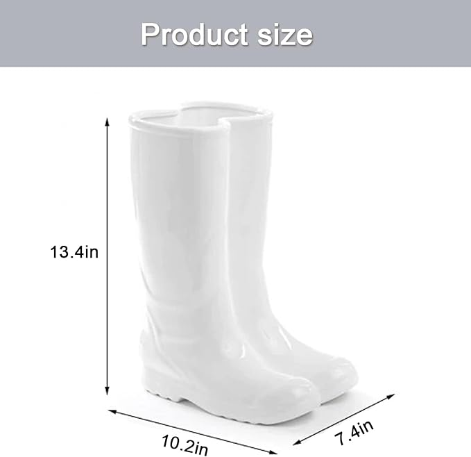 Modern White Decorative Umbrella Stand Indoor,Ceramic Rain Boot Umbrella Holder/ Cane Holder for Entryway,Flower Vase for Home Decor,Decorations for Living Room,Hallway,Office