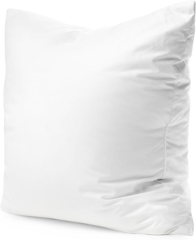 Continental Bedding Throw Pillow Inserts - 18x18, 80% White Goose Down & 20% Feather Fill - Soft Decorative Euro Pillows for Couch, Bed, Sofa & Living Room - Luxurious Comfort & Support