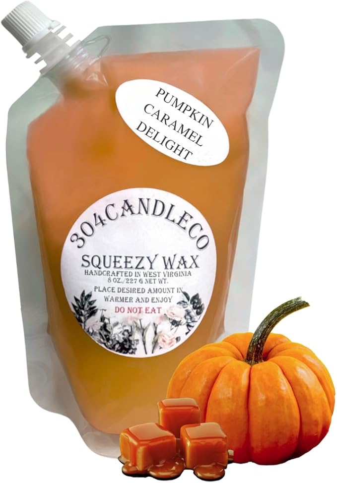 304CandleCo Large Squeeze Soy Wax Melt - 50 SCENTS! - Highly Fragrant & Hand-Crafted - Easy Mix & Match - American Made - Perfect for Wax Warmers (8oz, Pumpkin Caramel Delight)
