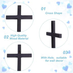 HOBBIESAY Wood Wall Cross 9.8 Inch Black Wooden Cross Hanging Decoration Catholic Crucifix Wall Mounted Ornament Baptism Gifts Holy Cross Religious Décor Cross Confirmation Cross Gift