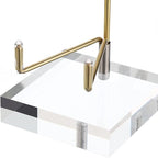 Hipiwe Clear Acrylic Display Stand Holder with Adjustable Metal Arms Display Easel Stands for Gemstones Fossils Minerals Agate Slabs Plates Crystals Saucers Collectibles, 2.4x2.4x4.1 inch