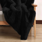 Black Fluffy Rug for Bedroom Shag Rug Washable Carpet Faux Rabbit Fur Rugs for Living Room Hallway Teen Room Décor Nursery Rugs Runner 2x6