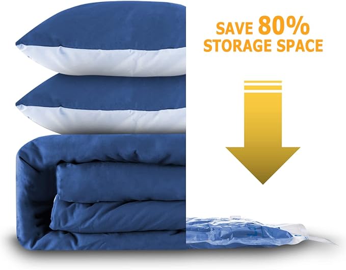 MEIQIHOME Vacuum Storage Bags, Space Saver Sealer Bags,Vacuum seal bags for clothing, Pillows, Comforters, Blankets, Bedding,8 COMBO