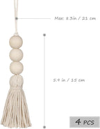Wood Bead Garlands,Farmhouse Beads Tasels,Rustic Country Decor Prayer Beads for Home Door Knob Decor