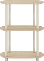 Furinno Turn-N-Tube No Tools 3-Tier Modern Oval Side Display Rack, Bauhaus Oak/Beige