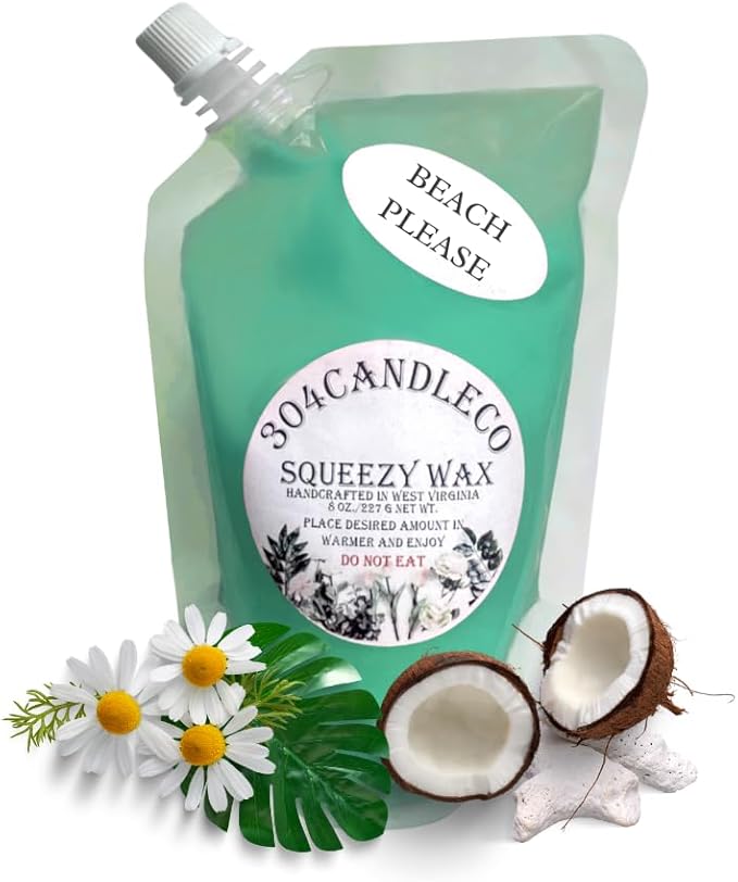 304CandleCo Large Squeeze Soy Wax Melt - 50 SCENTS! - Highly Fragrant & Hand-Crafted - Easy Mix & Match - American Made - Perfect for Wax Warmers (3oz, Beach, Please)