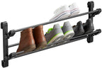 Foldable 26-Inch Wall Mounted Shoe Rack Organizer, Holds 6 Pairs, Small Hanging Shoe Rack for Entryway, Door or Closet, Space-Saving Wall Shoe Storage
