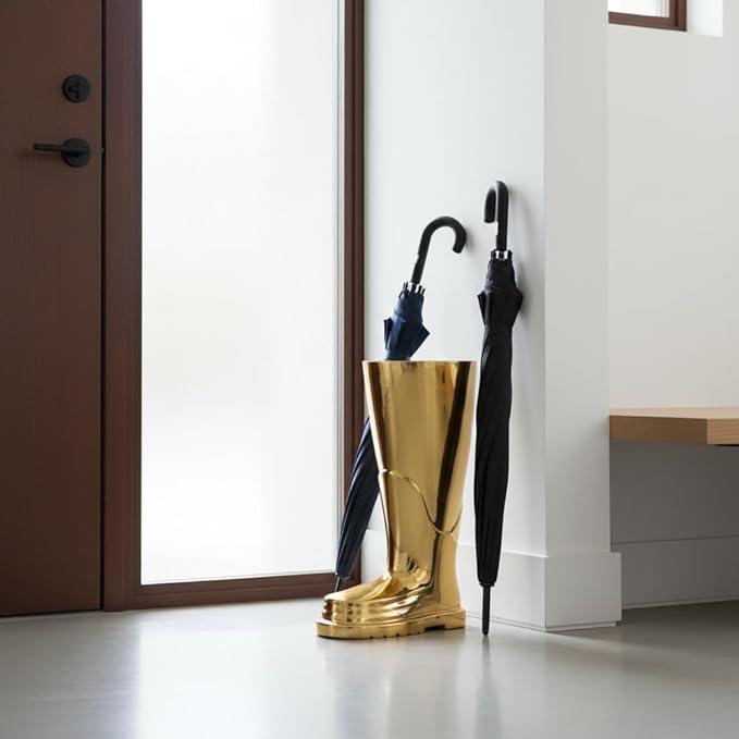 Modern Day Accents 3525 Bombero Boot Umbrella stand for umbrellas, Umbrella Organizer, Cane Holder, Silver, Entryway Decorative Umbrella Stand, Umbrella Holder, Home, Office Decor, 10.5"Lx7"Wx15.75"H