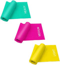 Coolrunner 7FT. Long Latex Free Elastic Flat Exercise Band Set of 3 with Carry Bag, Wide Fitness Resistance Bands for Pilates, Gym, Physical Therapy, Yoga, Carry Bag, Green & Yellow & Rose Red