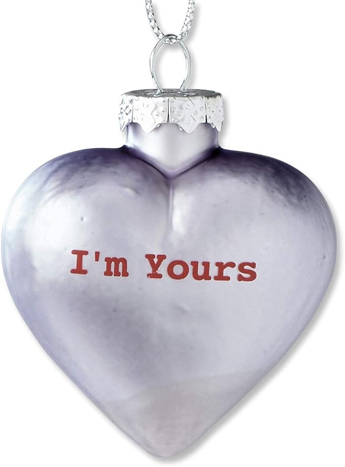 Lillian Vernon Pastel Candy Conversation Hearts Valentines Ornaments - 12-Piece Assortment, Blown Glass, Handcrafted Hanging Tree Decorations, Pastel Heart Holiday & Party Decor, 2.5 in Tall