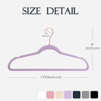 HOUSE DAY Velvet Hangers 30 Pack, Premium Non-Slip Felt Hangers, Sturdy Lt-Purple Clothes Hanger Heavy Duty, Space Saving Durable Suit Coat Hanger, 360° Rotating Rose Gold Hook