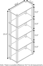 Furinno Turn-N-Tube 5-Tier Multipurpose Shelf / Display Rack / Storage Shelf / Bookshelf, Square Tubes, Pink/White