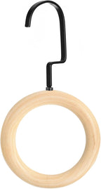 uxcell 4 Inch Scarf Ring Hanger, Scarf Organizer Holder Wooden Circles Rings Hanging Hook for Belt Tie Scarf, 10cm Length Hook (Black)