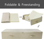 iwill CREATE PRO Pack of 2, 39.4"X16.9"X7" Ultra-Length Foldable & Washable Underbed Storage Organizer Containers for Clothing, Shoes, Bedding - Ideal for Bedroom, College Dorm (Beige)
