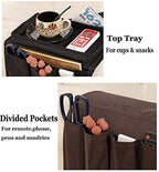5 Pockets TV Remote Control Holder Couch Sofa Tray Armrest Organiser Oxford Chair Couch Caddy Sofa Armrest Bag Bedside Storage Hanging Organiser for Magazine Books Snack Mobile DVD Cellphone Drinker