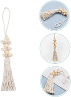 Pastoral Wooden Beads String with Shells and Tassels Creative Boho Decor for Home Beach Inspired Rustic Touch Versatile Hanging Garland for Walls Windows
