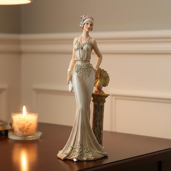 Comfy Hour 13" Victorian Style Lady Figurine, Elegant Vintage Woman Statue for Home Decor, Hand-Painted Polyresin Sculpture, Antique Art Collectible Gift for Living Room, Bedroom & Shelf