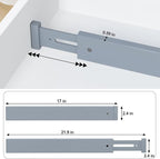 Ruichang Bamboo Kitchen Drawer Divider 4 Pack,17-22" Adjustable Utensil Drawer Organizer for Dresser Bathroom Bedroom,Grey