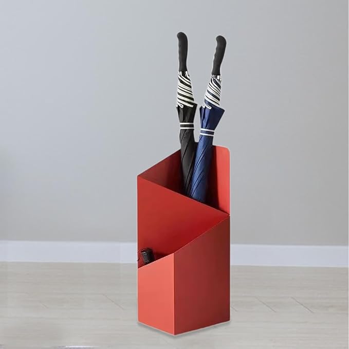 Double Tiered Umbrella Stand Umbrella Storage Rack with Detachable Drip Tray Umbrella Organizer Umbrella Holder for Entryway, Red