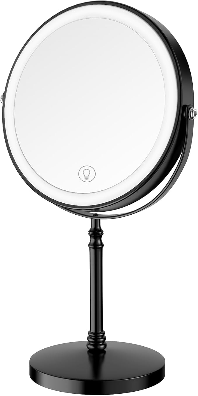 DEIOVWXS Makeup Mirror, 3000mAh Rechargeable Double-Sided Magnifying Vanity Mirror with 3 Colors, 1X/10X, Adjustable Brightness, Gifts for Mom, Mothers Day, Women, Wife, Girls, Dorm Room Essential