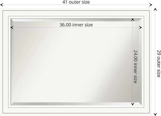 Amanti Art White Wall Mirror 29x41 Craftsman White Rectangle Bathroom Mirror for Wall Decor Living Room, Large Casual Wood Frame, Hangs Horizonally and Vertically, Bathroom Decor, Beveled Edge