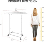 Silver Heavy Duty Double Rod Garment Rack for Hanging Clothes Chrome, Commercial Rolling Clothes Organizer Commercial Metal with Lockable Wheels Mobile for Coats Dresses