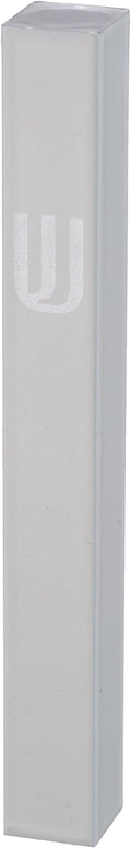 Aluminum Mezuzah Case - White Matte Tone Modern Design 5" 12cm Hebrew Parchment Scroll Case