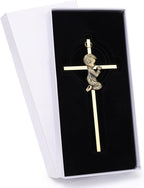 DCCXN Baby Wall Cross Baptism Gifts for Boys, 6 Inch Gold Praying Boy Crosses for First Holy Communion, Christening, Baptismal Cross Decor