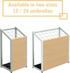 AKIRA Mid-Size Umbrella Stand for 12-Umbrellas Modern Natural Wood Grain & Gray Metal Entryway Organizer Rack Holder for Office or Lobby, Model US-US-0325-GYNA