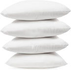Covers & All Throw Pillow Inserts Only (Pack of 4, White), 65 GSM Non-Woven Fabric with 15D Silicon Fiber Filling, Durable Soft Universal uses for Home Decor Office Indoor Outdoor (Square 28" x 28")