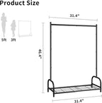 Kids Clothing Rack, Kids Dress Up Storage Rack, Small Clothes Rack with Metal Storage Shelf, Kids Closet Organizers and Storage (Black)