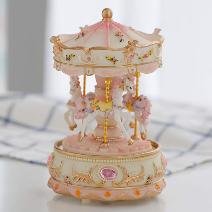 LOVE FOR YOU Gift-Wrapped Musical Carousel Music Box Color Lights Merry Go Round Horses Unicorn Decor Gifts for Girls and Daughter Granddaughter Niece Women Kids Christmas Birthday