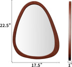 22.5" x 17.5" Irregular Wall Mirror, Wood Frame Asymmetrical Decorative Wall Wooden Mirror for Living Room Bedroom Entryway Bathroom Hallway Home Decor