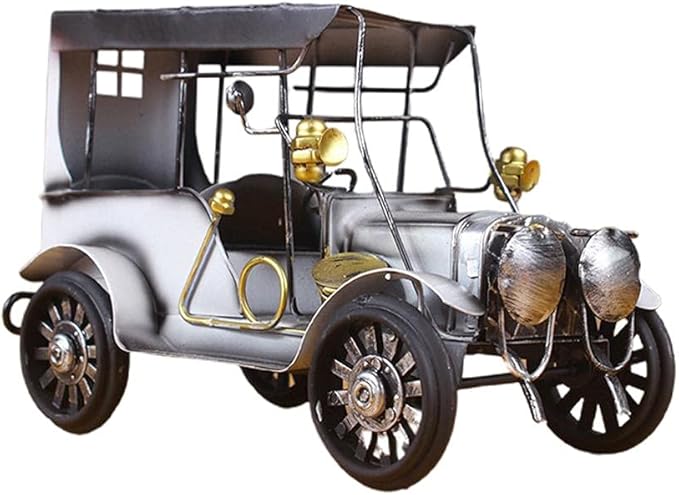 Kikumi Nostalgic Metal Car Organizations Retro Home Ornaments Home Decor for Living Room Table Cabinet (White)