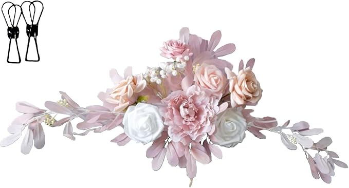 Wnvivi Artificial Flower Swag,Wedding Arch Flowers,Rose Swag Arch Swag Lintel Floral for Wedding Ceremony,Front Door,Centerpiece Decor-Pink
