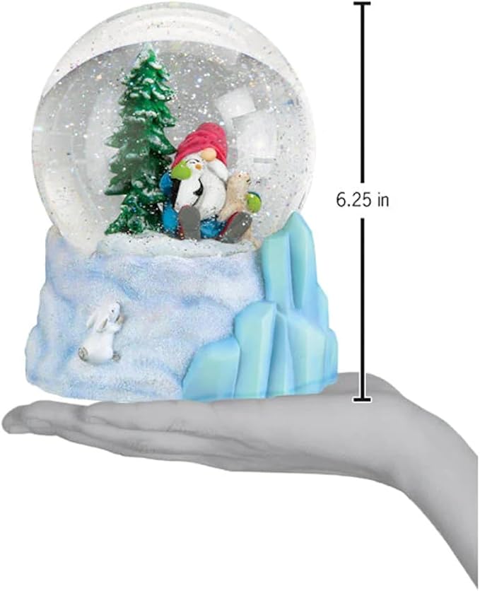 Old World Christmas Winter Arctic Gnome Snow Globe, Musical Holiday Figurine with Let It Snow Tune, Seasonal Decoration