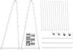 15 Tier Ribbon Holder Organizer Rack, Movable Scarf Towel Holder, Double-Sided Scarf Rack with Lockable Wheels, Floor Standing Ribbon Organizer for Craft Room Cake Shop Flower Store (White)