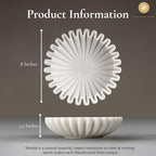 SWADESHI BLESSINGS HandCrafted Marble Ruffle Bowl/Antique Scallop Bowl/Fruit Bowl/Vintage Ring Dish/Decorative Flower Dish/HouseWarming Gift/Wedding Gifts/Urli (8 Inches)